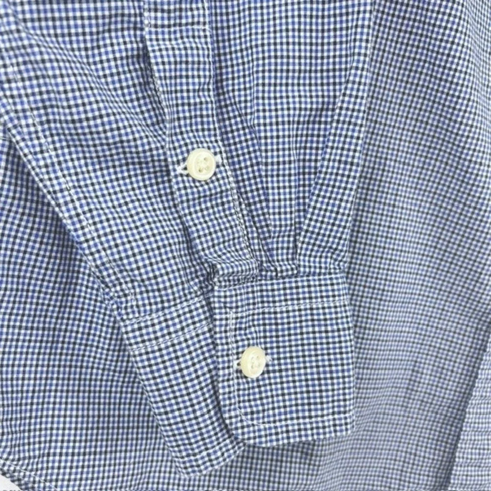 Ralph Lauren Boys Blue Gingham Micro Check Button Down Shirt Size L 14-16